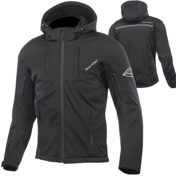 Tempest Black waterproof biker softshell jacket in Softshell Fabric Waterproof Repellent & Windproof by Maxler Motosport