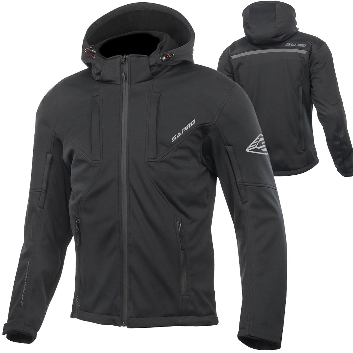 Tempest Black waterproof biker softshell jacket in Softshell Fabric Waterproof Repellent & Windproof by Maxler Motosport
