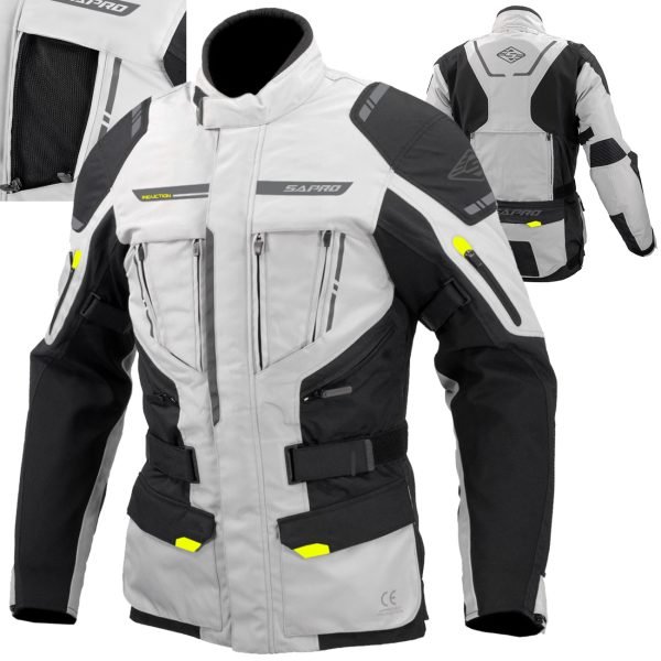 INDUCTION GREY NEON long textile motorcycle jacket supplier OEM touring manufacturer