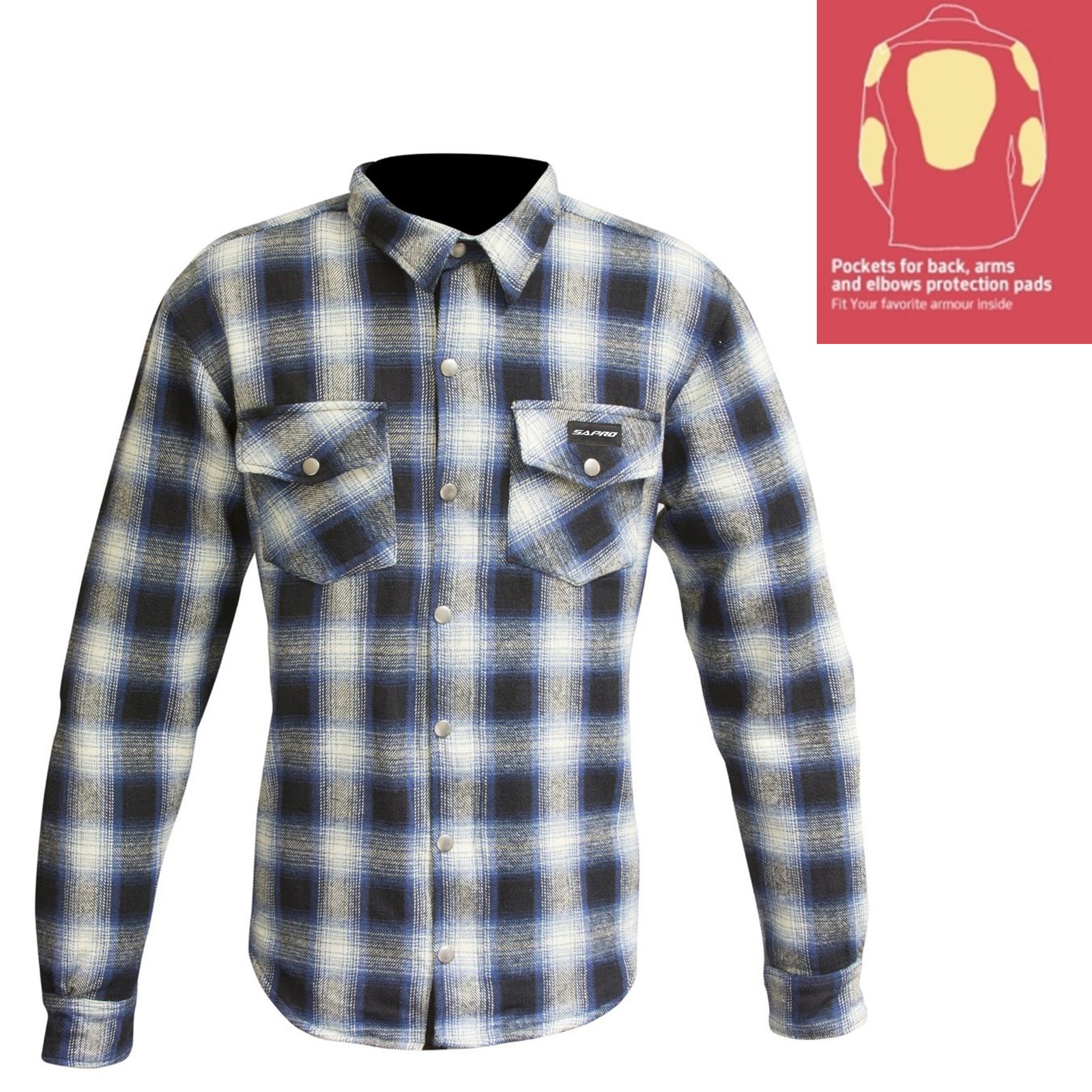 MFS 008 flannel shirts wholesale heavy cotton aramid reinforced motorcycle riding overshirt by Maxler Motosport