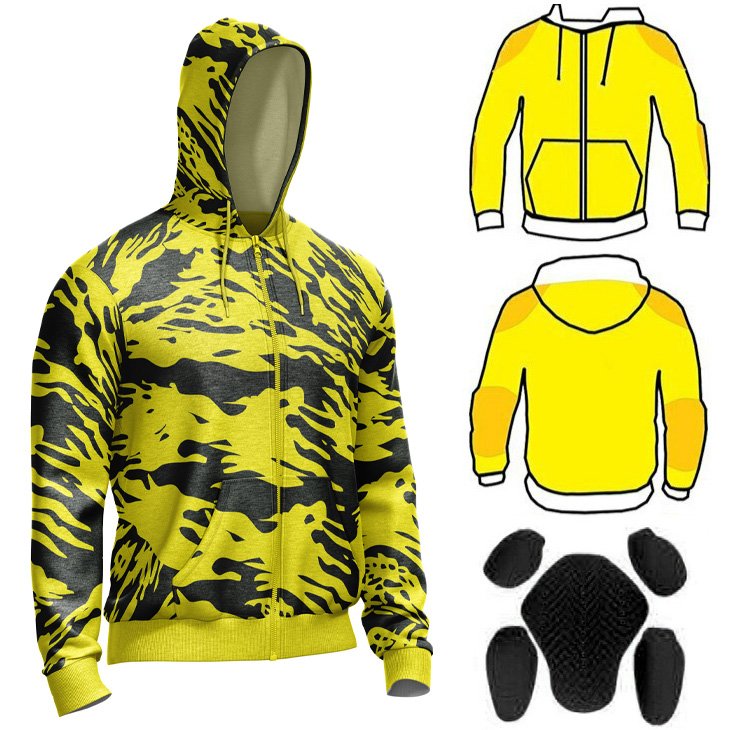 SCN 509 CE approved armoured hoodie cotton fleece aramid reinforced motorcycle hoodie by Maxler Motosport