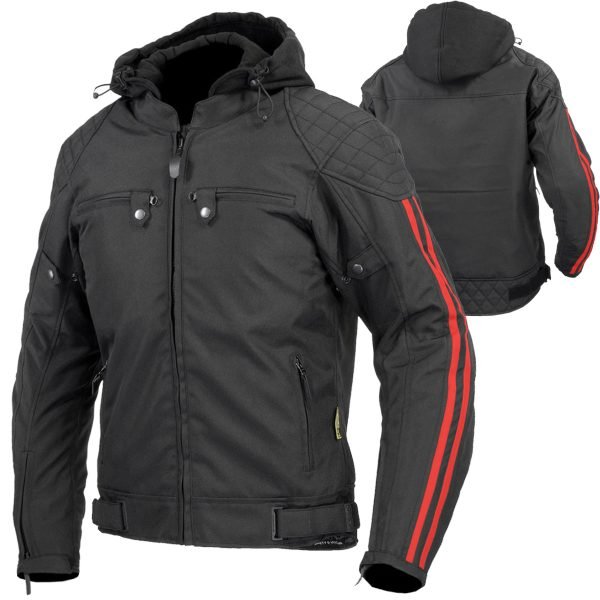 ENFORCER RED EN 17092 motorcycle hoodie cotton fleece aramid reinforced riding hoodie by Maxler Motosport