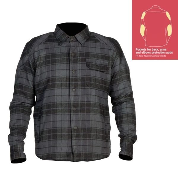 MFS 002 export quality flannel shirts heavy cotton aramid reinforced motorcycle riding overshirt by Maxler Motosport