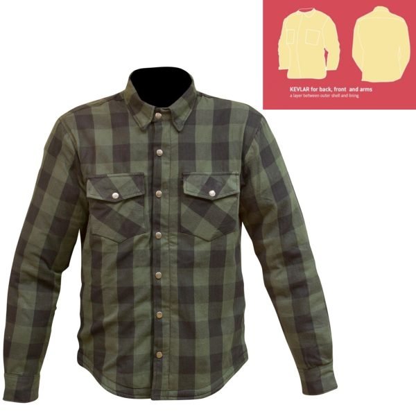 MFS 011 flannel shirts manufacturer heavy cotton aramid reinforced riding shirt by Maxler Motosport