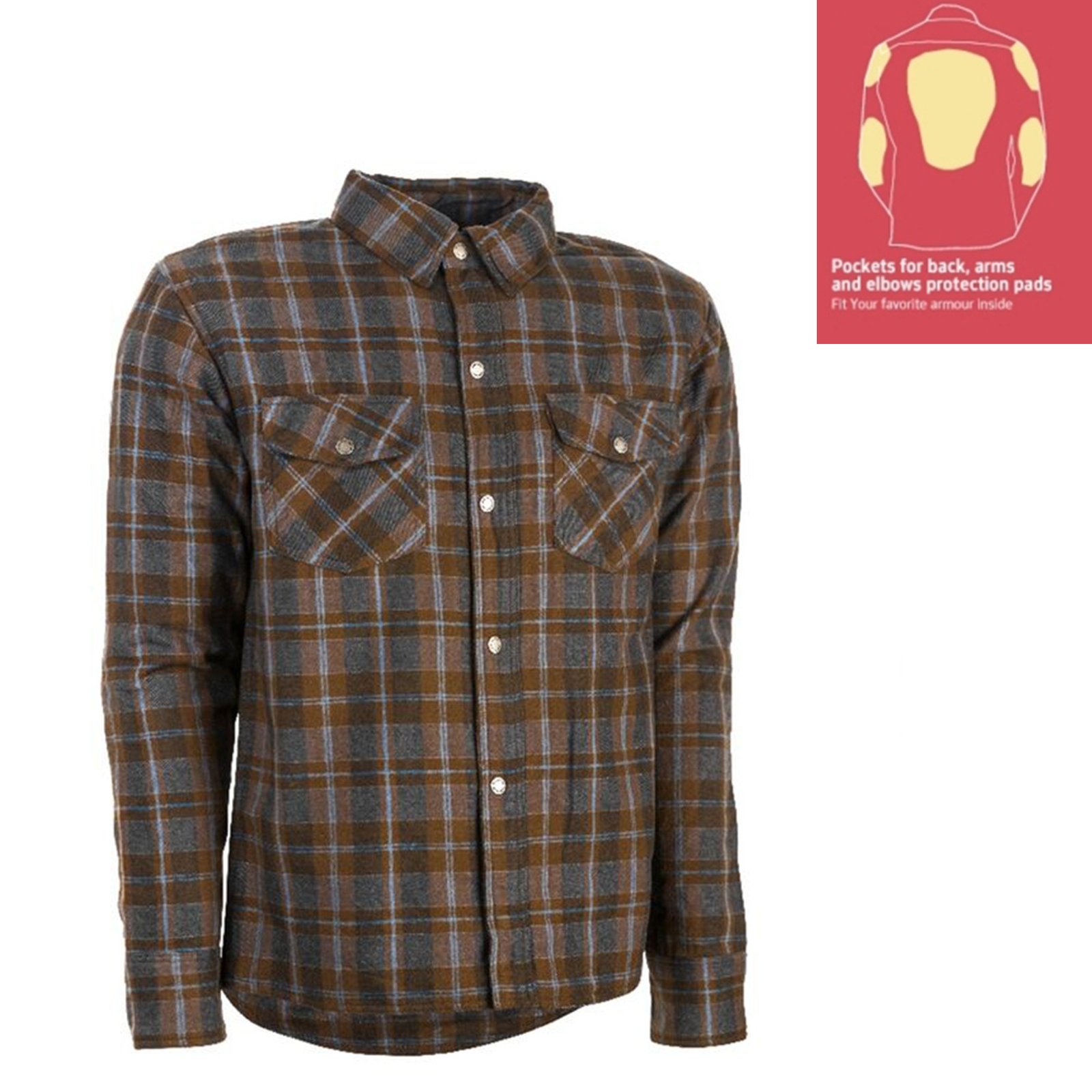 MFS 004 flannel shirts factory heavy cotton aramid reinforced motorcycle riding overshirt by Maxler Motosport