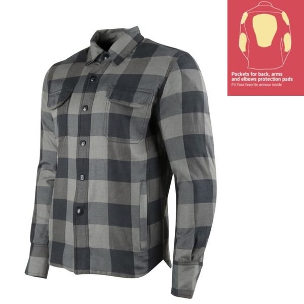 MFS 007 OEM flannel shirts heavy cotton aramid reinforced motorcycle riding overshirt by Maxler Motosport