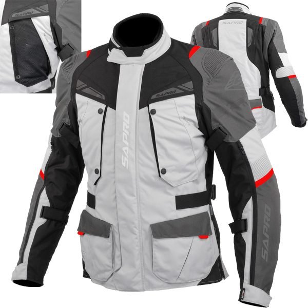 LEGEND GREY RED long textile motorcycle jacket manufacturer B2B OEM Maxler Motosport