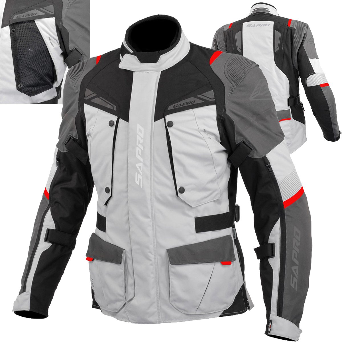 LEGEND GREY RED long textile motorcycle jacket manufacturer B2B OEM Maxler Motosport