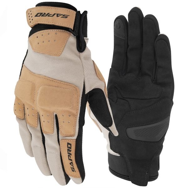 SUPER FLY BEIGE SUMMER motorcycle gloves for summer riding fourway stretch fabric synthetic leather Maxler Motosport