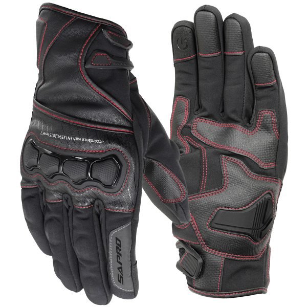 ALSVIN BLK RED lightweight riding gloves motorcycle softshell synthetic leather riding gloves Maxler Motosport