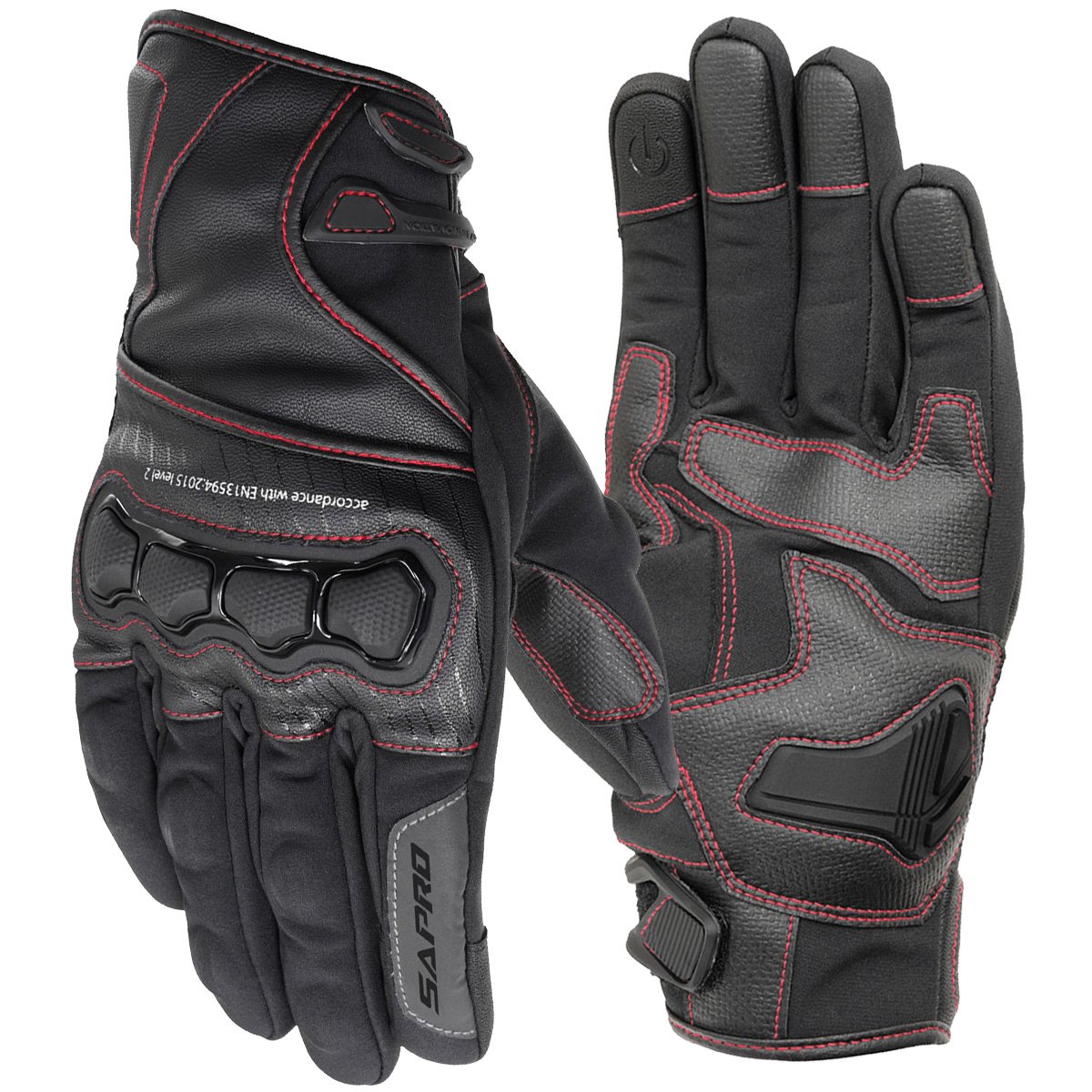 ALSVIN BLK RED lightweight riding gloves motorcycle softshell synthetic leather riding gloves Maxler Motosport