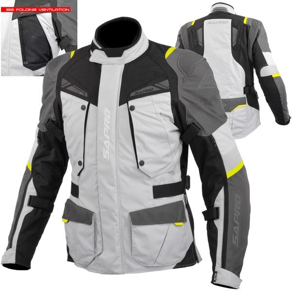 LEGEND GREY NEON long textile motorcycle jacket export B2B OEM Maxler Motosport