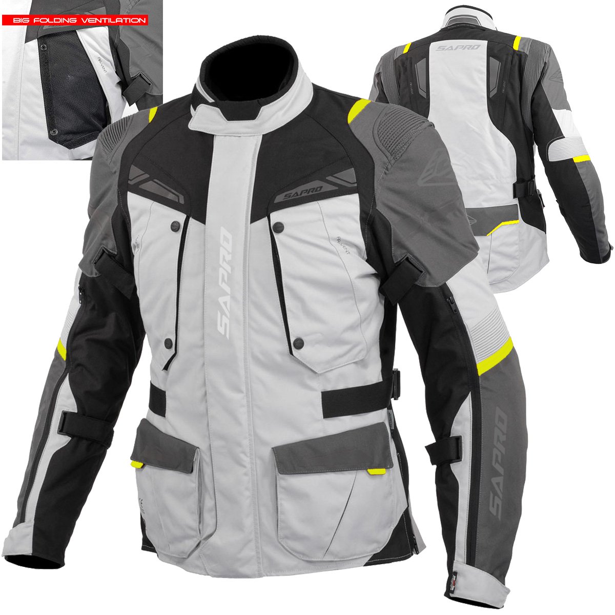 LEGEND GREY NEON long textile motorcycle jacket export B2B OEM Maxler Motosport