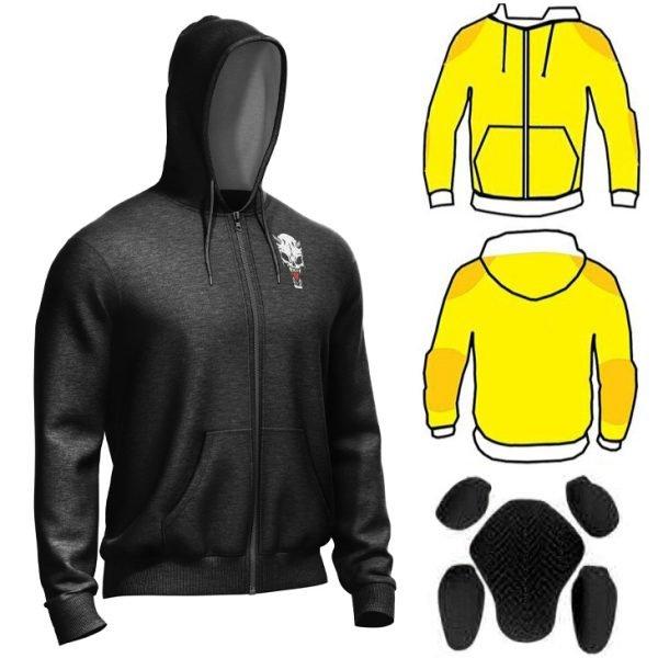 SCN 510 CE certified motorcycle hoodie cotton fleece aramid reinforced riding hoodie by Maxler Motosport