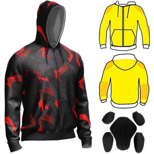 SCN 512 casual motorcycle armoured hoodie cotton fleece aramid reinforced riding hoodie by Maxler Motosport