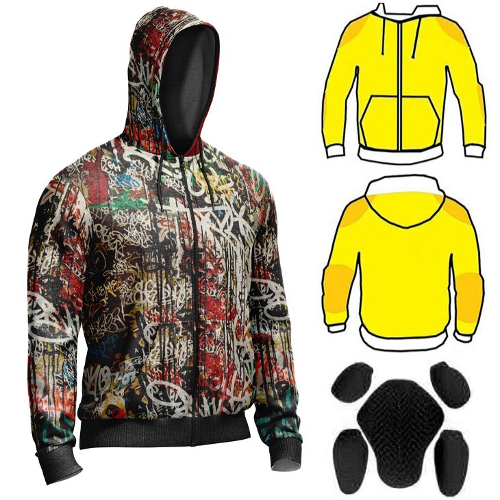 SCN 517 motorcycle hoodie with armor cotton fleece aramid reinforced protective hoodie by Maxler Motosport
