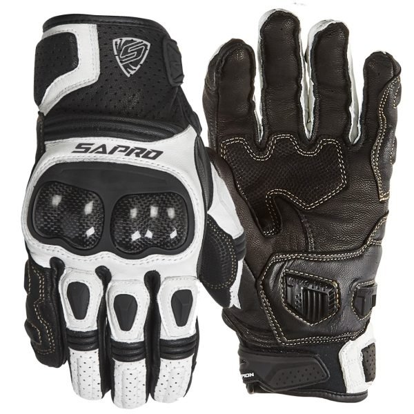 CARDINAL WHITE best leather motorcycle gloves perforated synthetic leather riding gloves Maxler Motosport