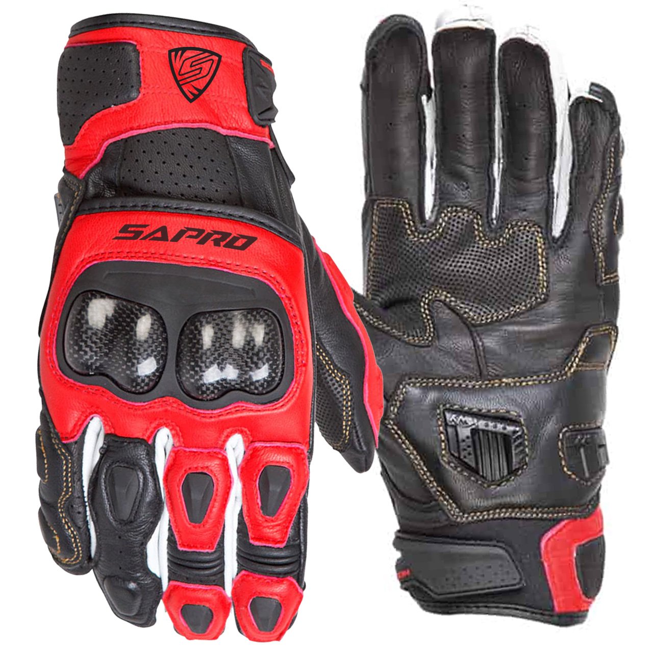 CARDINAL RED best short motorcycle gloves leather perforated synthetic leather riding gloves Maxler Motosport