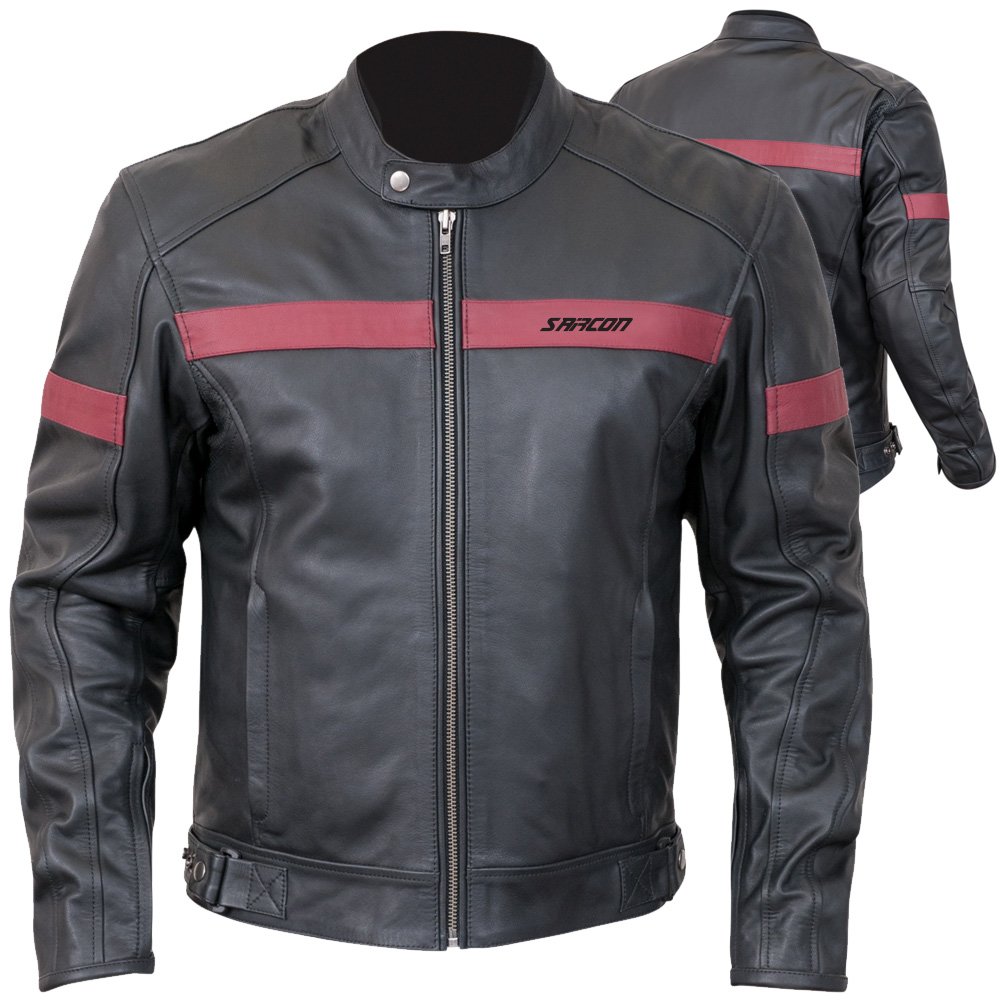 DURBAN professional biker protective jacket café racer motorcycle jacket red stripe OEM manufacturer