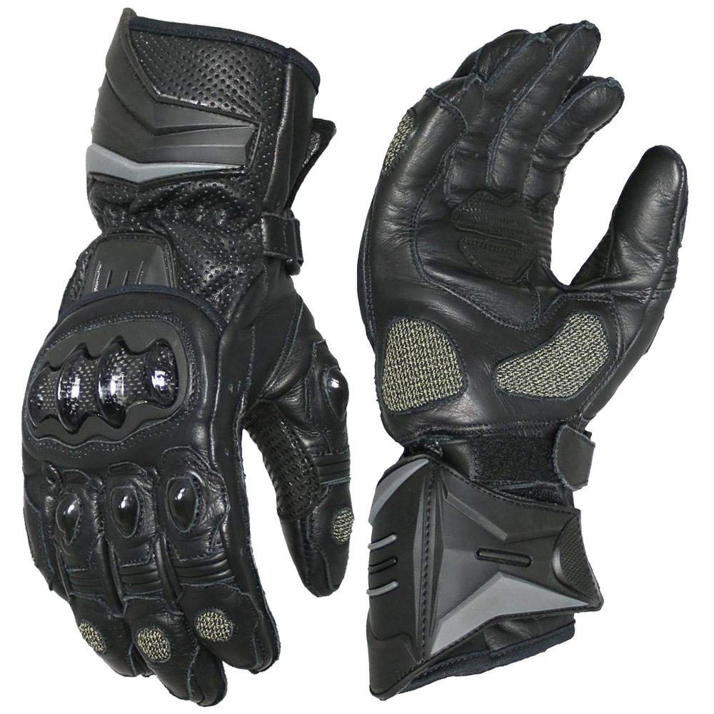 long cuff motorcycle leather gloves perforated leather biker gloves black motorcycle riding gloves