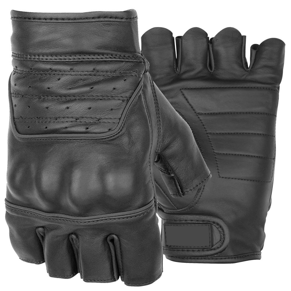HAWK motorbike short finger gloves leather perforated riding gloves with knuckle protection and reinforced palm