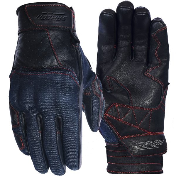 JANNAH motorcycle riding gloves short denim perforated leather motorcycle gloves Maxler Motosport
