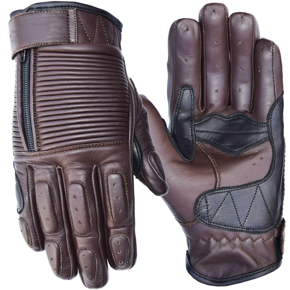 KASCO 1 leather biker gloves protection perforated leather motorcycle riding gloves Maxler Motosport
