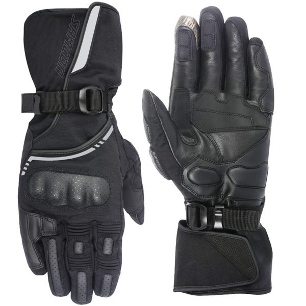 long leather motorcycle gloves perforated leather biker gloves black riding gloves
