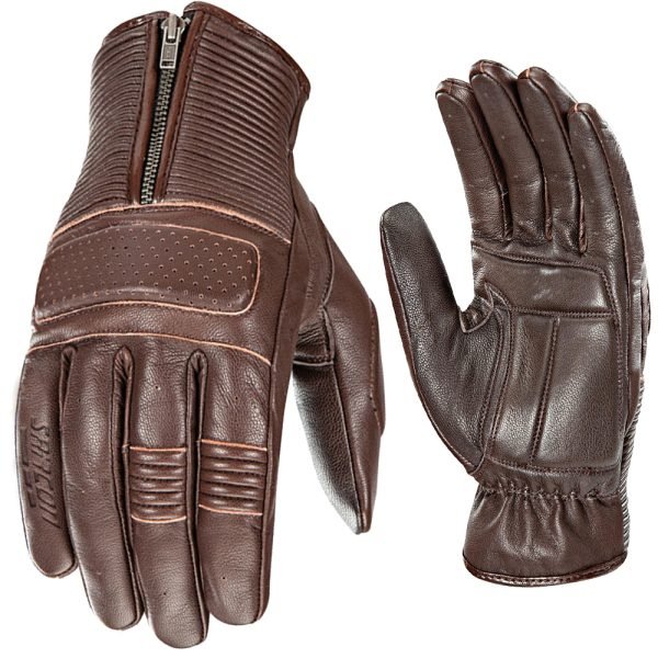 RODMI BROWN perforated short motorcycle gloves leather breathable riding gloves OEM manufacturer Maxler Motosport
