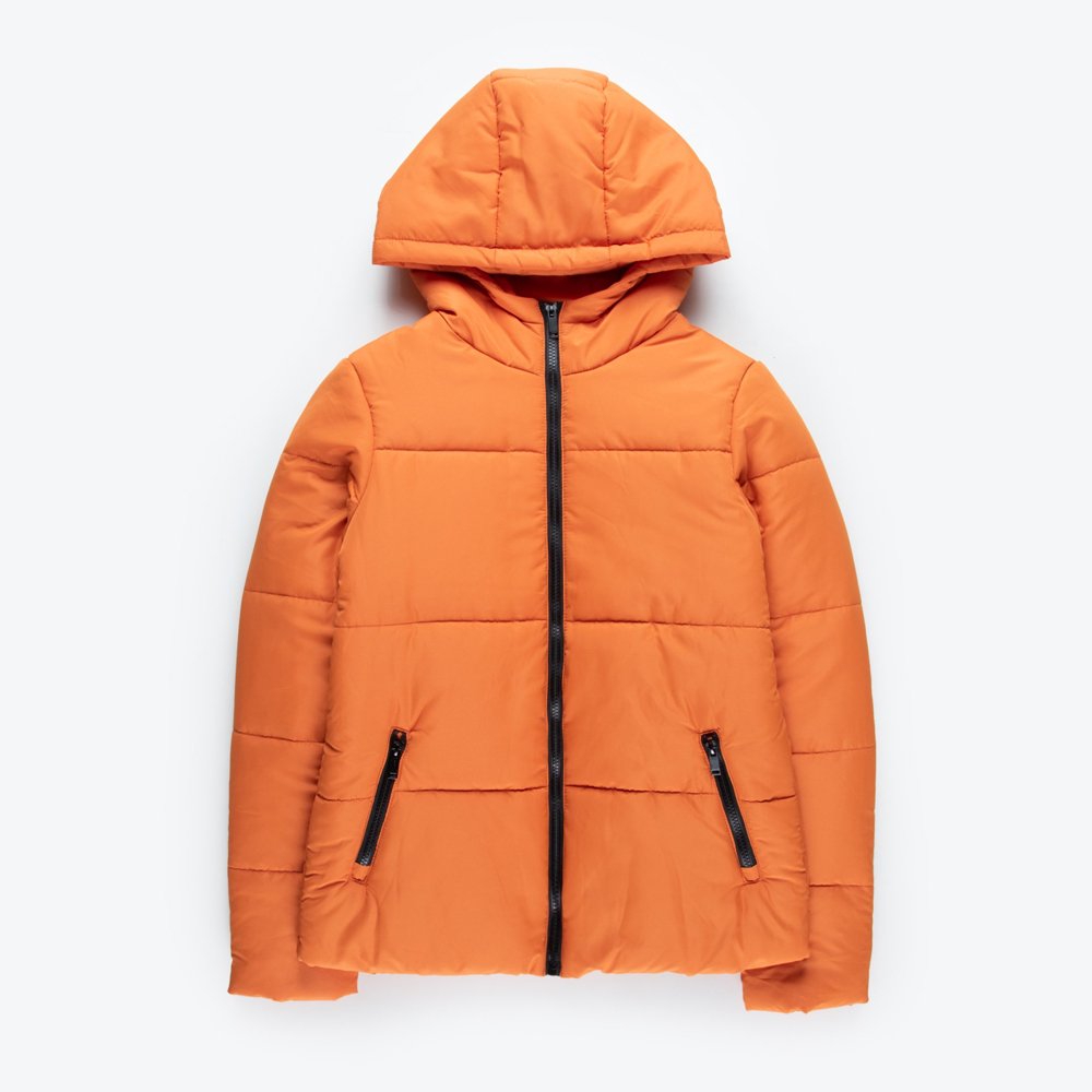 PT-MPJ-0030 custom winter puffer jacket red black polyester quilted hooded insulated OEM private label bulk