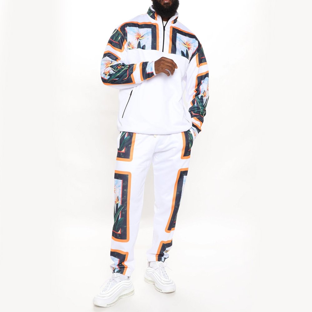 custom gym tracksuits polyester stretch performance zip set PT-MTS-38