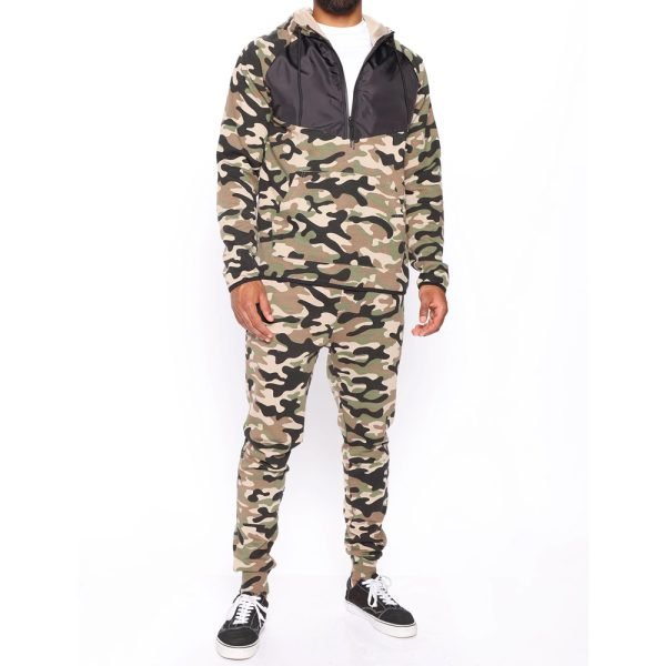 custom jogging suits polyester fleece zip hoodie jogger set PT-MTS-64