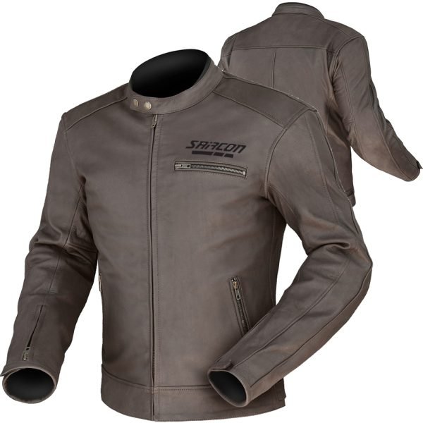SCORER leather motorcycle jacket supplier bulk brown café racer cowhide riding jacket manufacturer