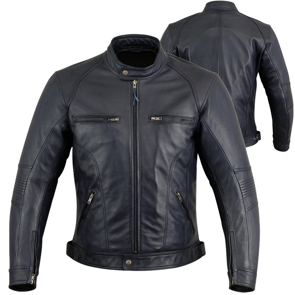 SPACIAL protective cowhide biker jacket café racer leather motorcycle jacket manufacturer