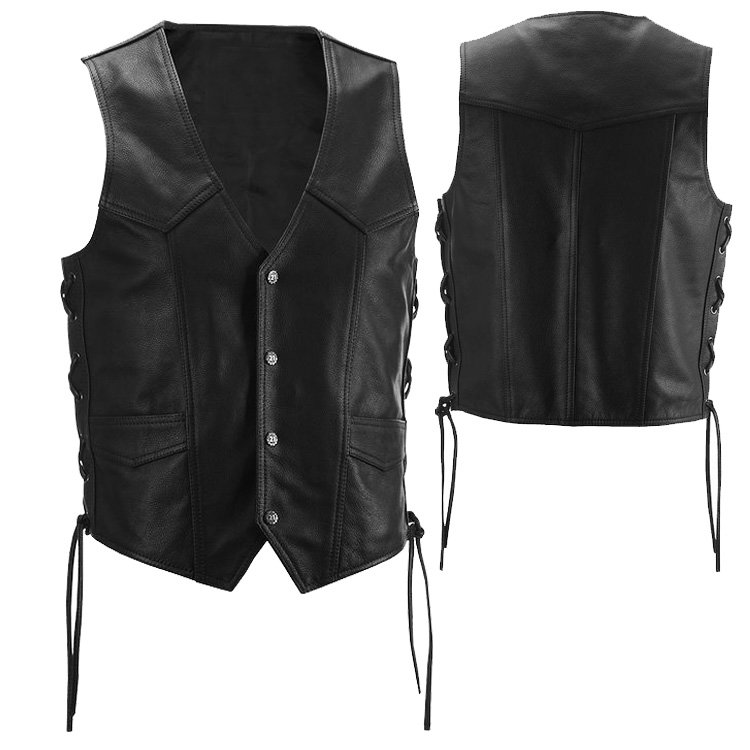 PW-8014 womens leather motorcycle vest supplier OEM bulk production biker vest