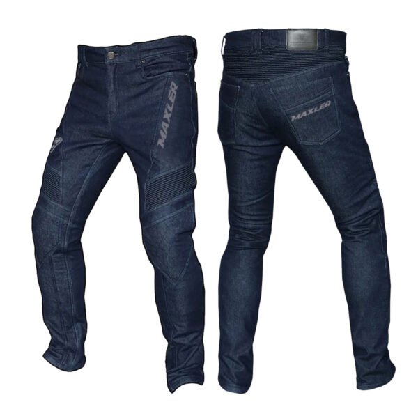 Lucian Holt OEM riding denim jeans with reinforced knee protection by Maxler Motosport