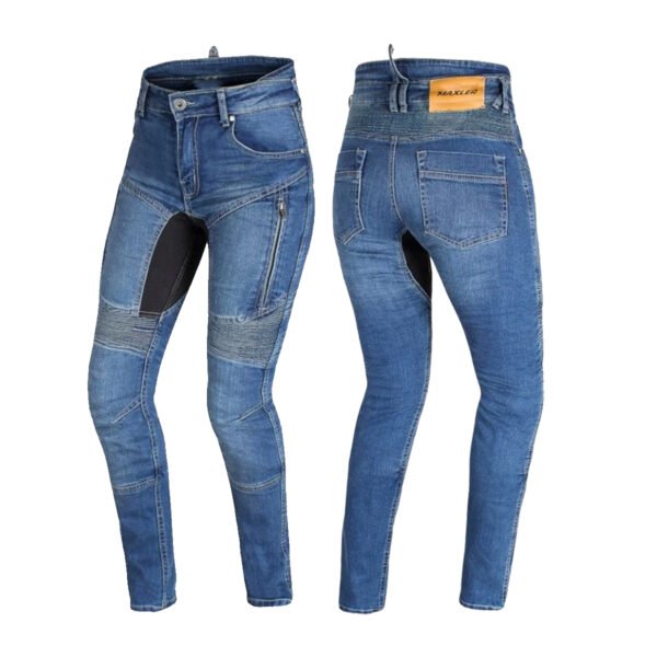 Caspian Rowe riding denim jeans wholesale by Maxler Motosport with reinforced knee protection
