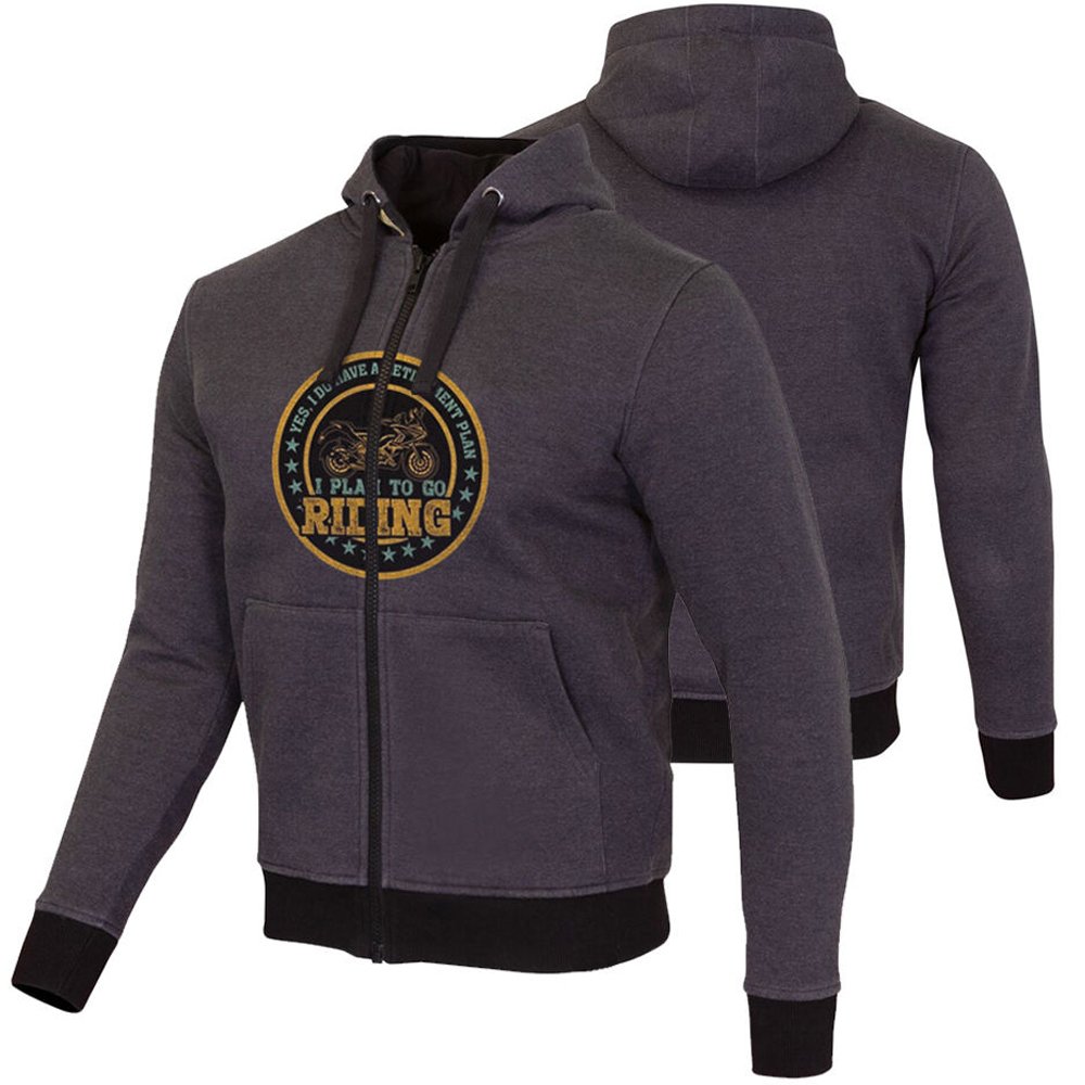 SCN 519 armored motorcycle hoodie cotton fleece aramid reinforced riding hoodie by Maxler Motosport