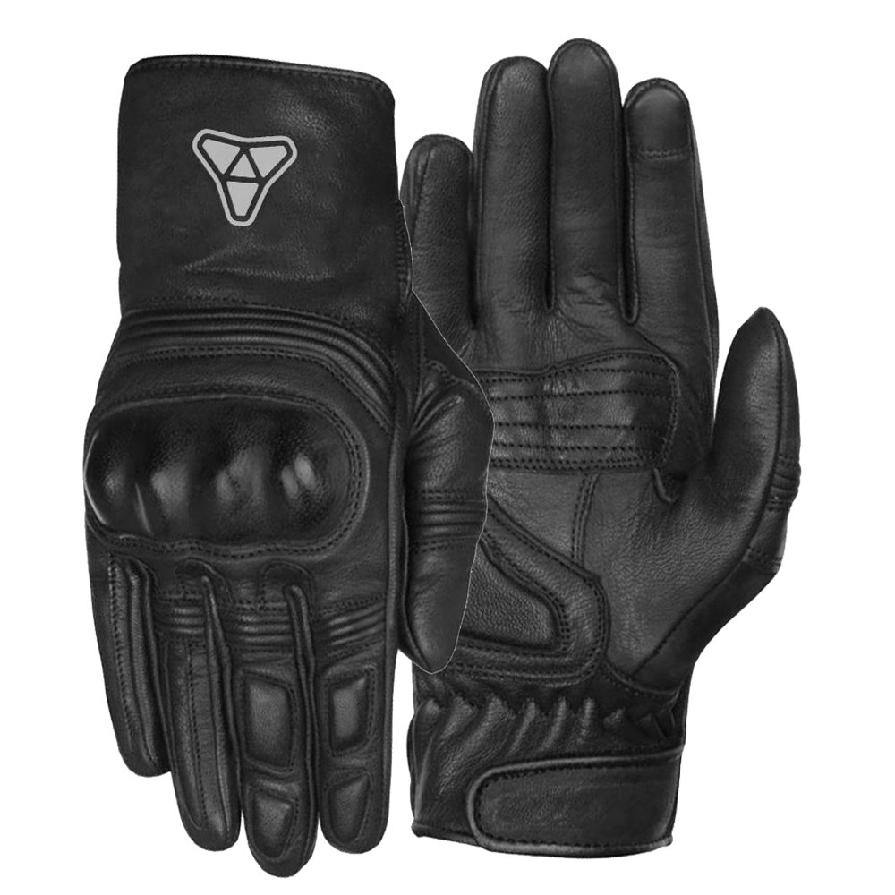 APEXIUM leather motorcycle short gloves made from 100% genuine cowhide leather with hard knuckle protection by Maxler Motosport