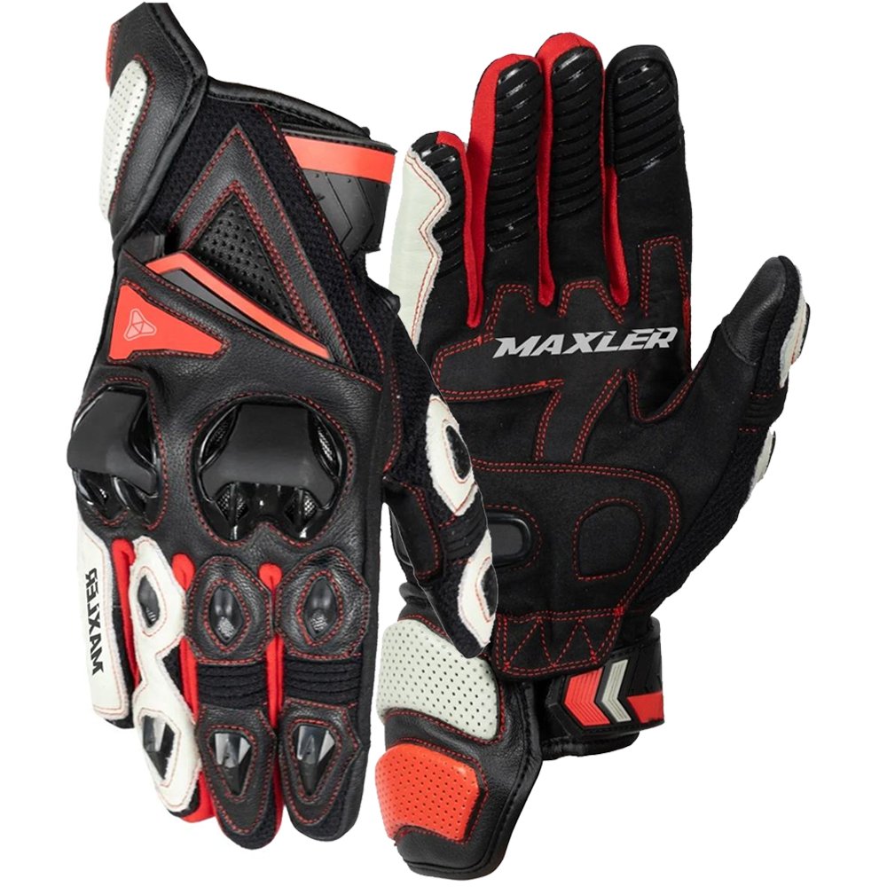 ARCANE lightweight leather motorcycle gloves with perforated leather and synthetic leather palm by Maxler Motosport