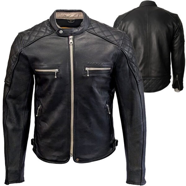 AXIRON sport bike leather jacket armor perforated cowhide motorcycle jacket black OEM CE ready production