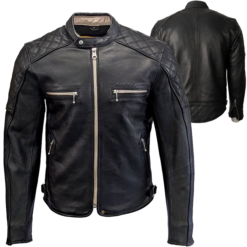 AXIRON sport bike leather jacket armor perforated cowhide motorcycle jacket black OEM CE ready production