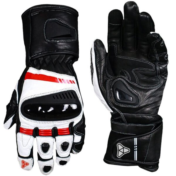 leather motorcycle racing gloves long cuff genuine cowhide armored racing riding gloves