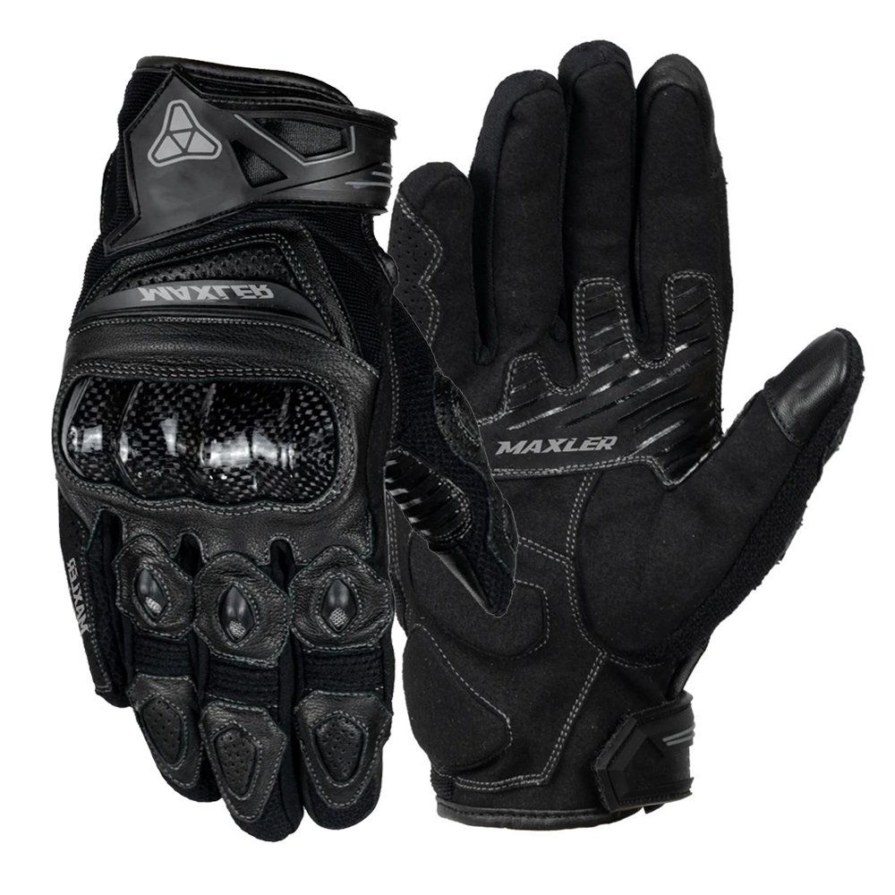 CYPHER ventilated leather motorcycle gloves with perforated leather panels and carbon knuckle protection by Maxler Motosport