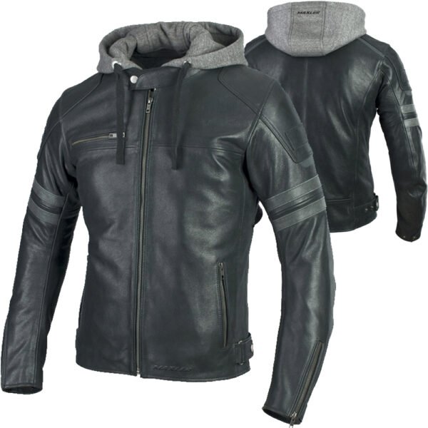 DARKVOLT professional motorcycle leather jacket black cowhide hooded OEM CE ready production