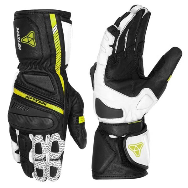 motorcycle leather gloves private label genuine cowhide long cuff riding gloves with reinforced palm protection