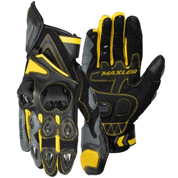 EMBER leather riding gloves motorcycle with perforated leather construction and synthetic leather palm by Maxler Motosport