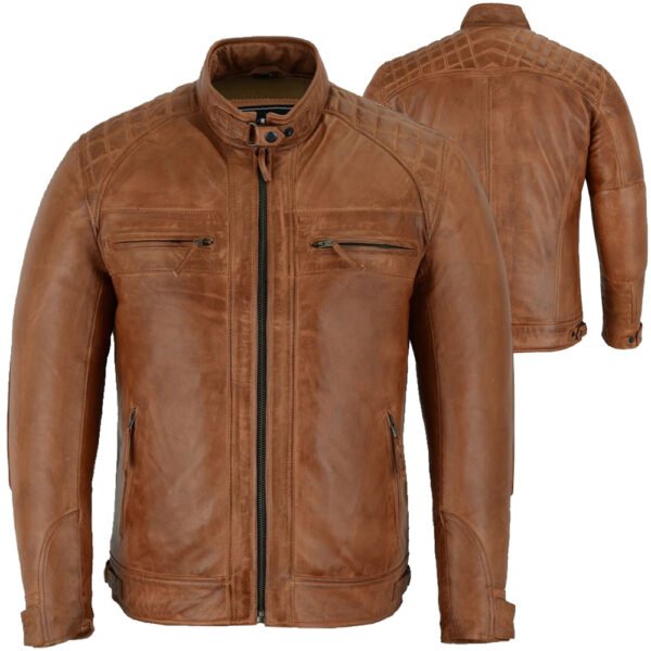 GRIMBLADE motorcycle leather jacket factory vintage cafe racer distressed cowhide OEM CE ready production