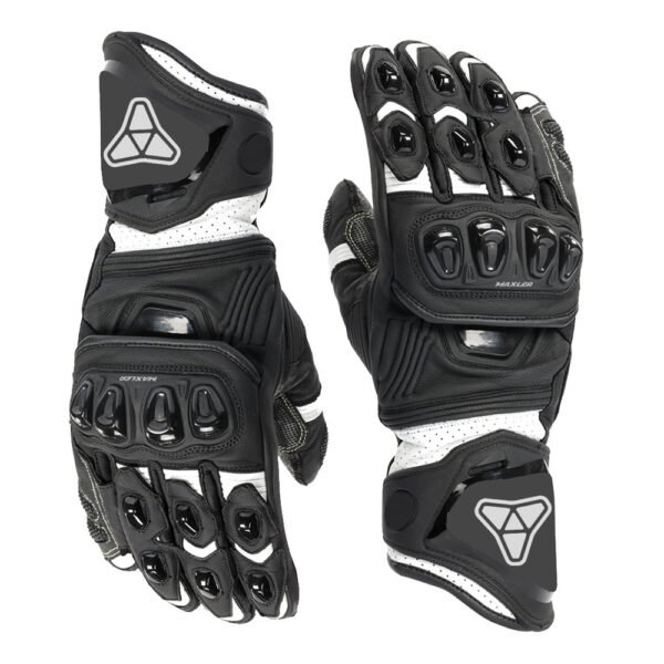 heavy duty leather motorcycle gloves perforated leather armored racing gloves with knuckle protection long gauntlet