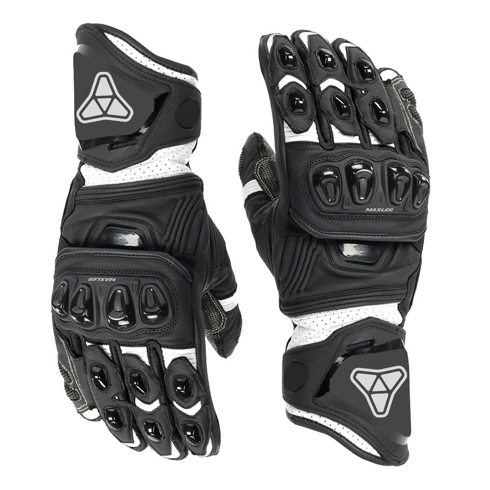 heavy duty leather motorcycle gloves perforated leather armored racing gloves with knuckle protection long gauntlet